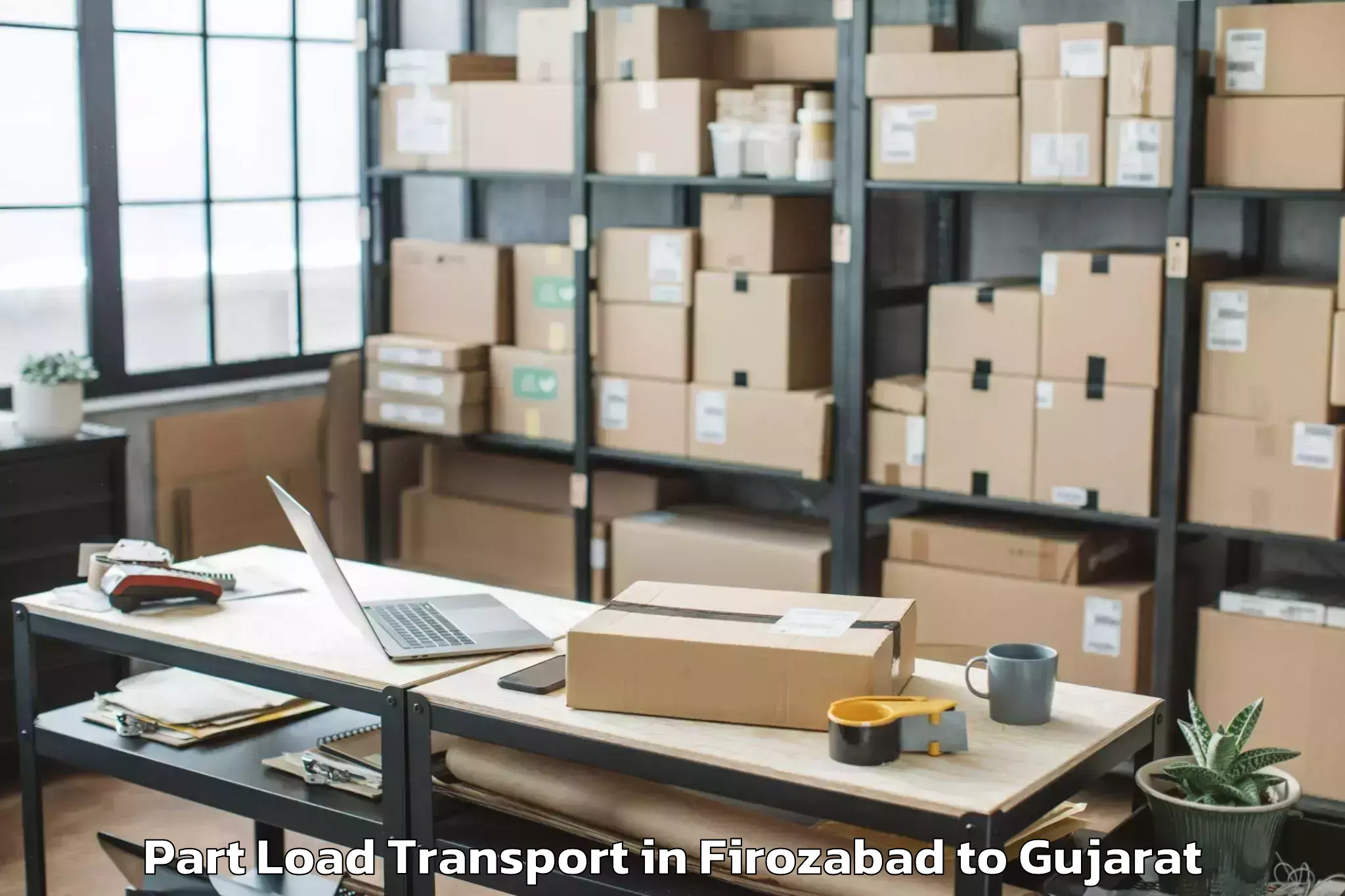 Book Firozabad to Dwarka Part Load Transport Online